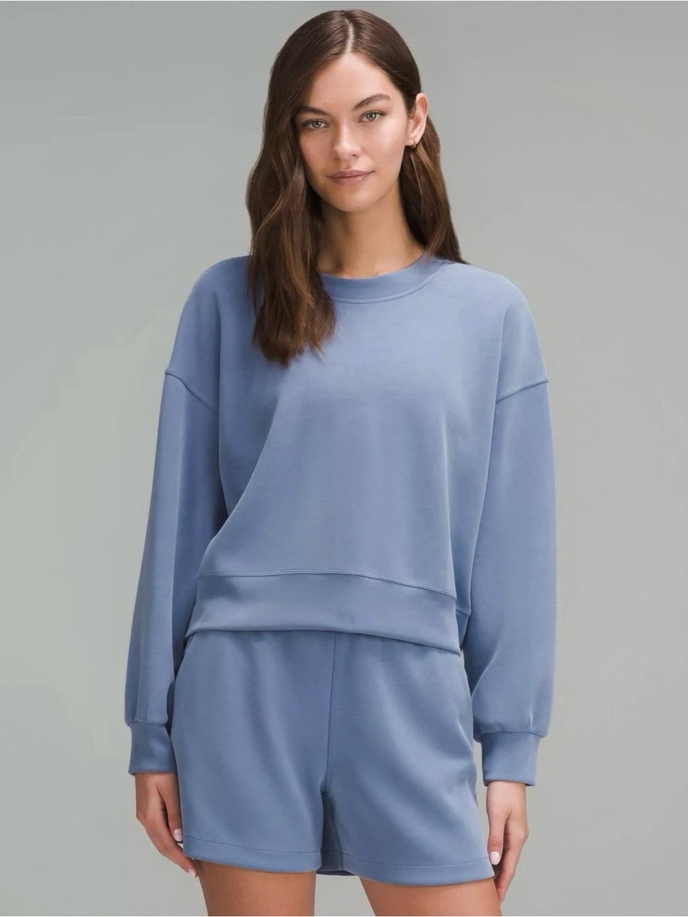 Lululemon | Perfectly Oversized Crewneck Cropped Sweater Oasis Blue Size 14